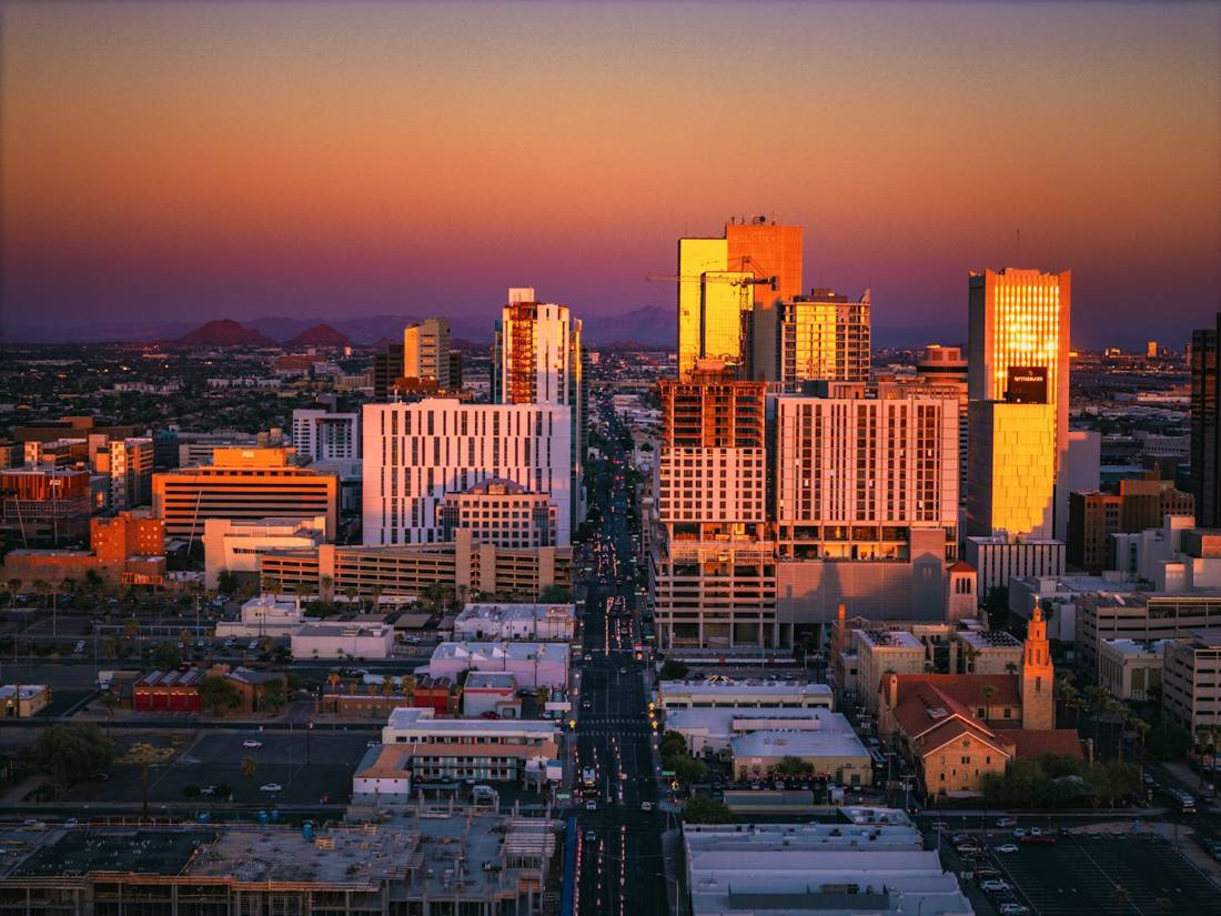 Downtown Phoenix at sunset