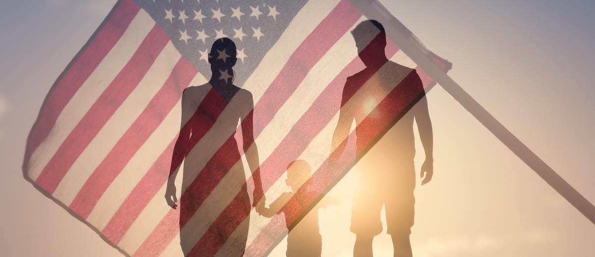 Immigration Attorney in Utah | Image of a family with American Flag concept depicting immigration issues